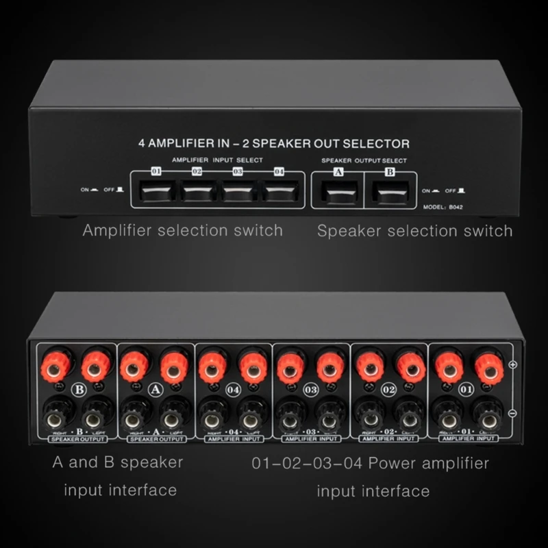 M2EC 4 in 2 Out Speaker Selector Switcher Box Amplifiers Speaker Selector Speaker Switcher Box Speaker Selector for