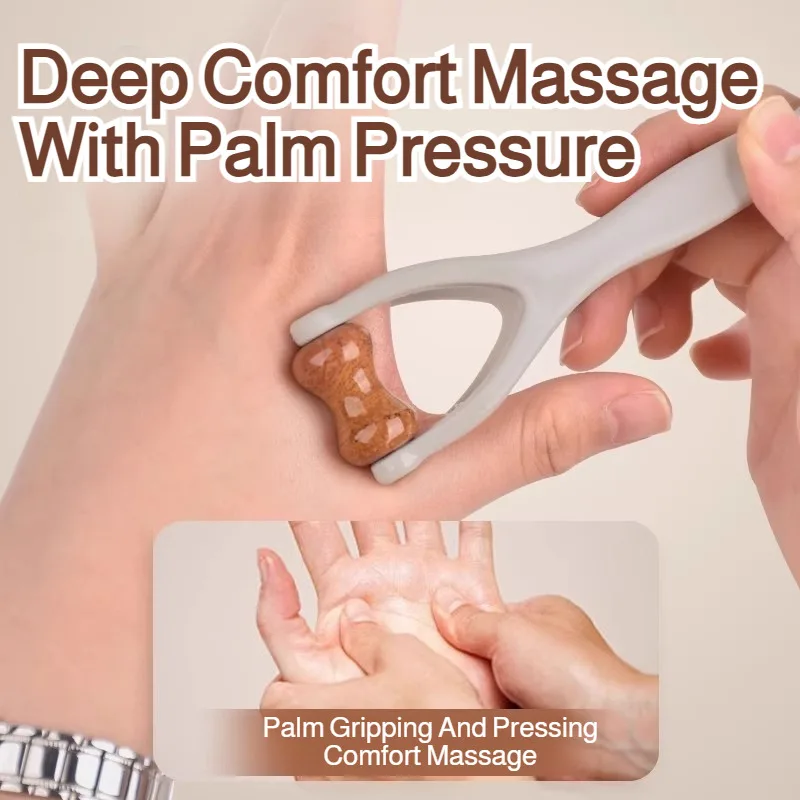 Ergonomic Natural Wood Finger Massager, 360° All-Round Hand Massage Tool for Relieving Hand Fatigue for Office,Study