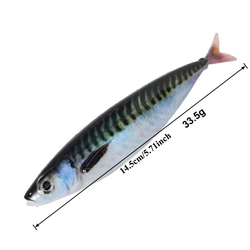 Billings 1 Stück/3 Stück 3D-Gedruckter Bionischer Makrelen-Angelköder 14,5cm/33,5g Bleifreier Downrigger-Köder für Salz- und Süßwasser Universell Einsetzbar – Detail 2