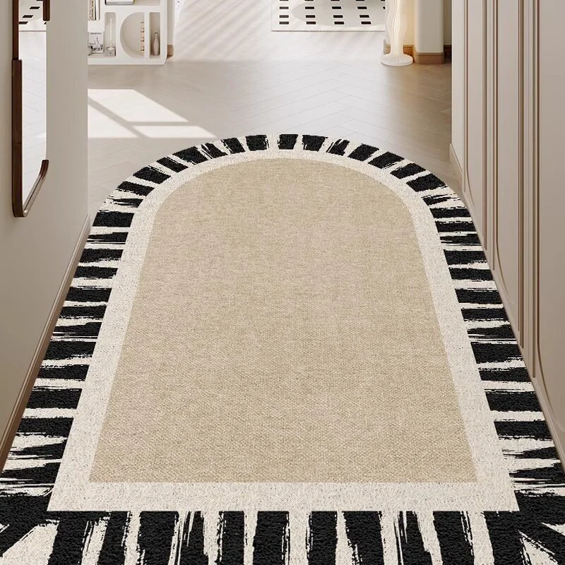 VIKAMA Zebra Pattern Frame Half Circle Esports Chair Floor Mat Minimally Anti Slip Carpet Indoor Home Decoration