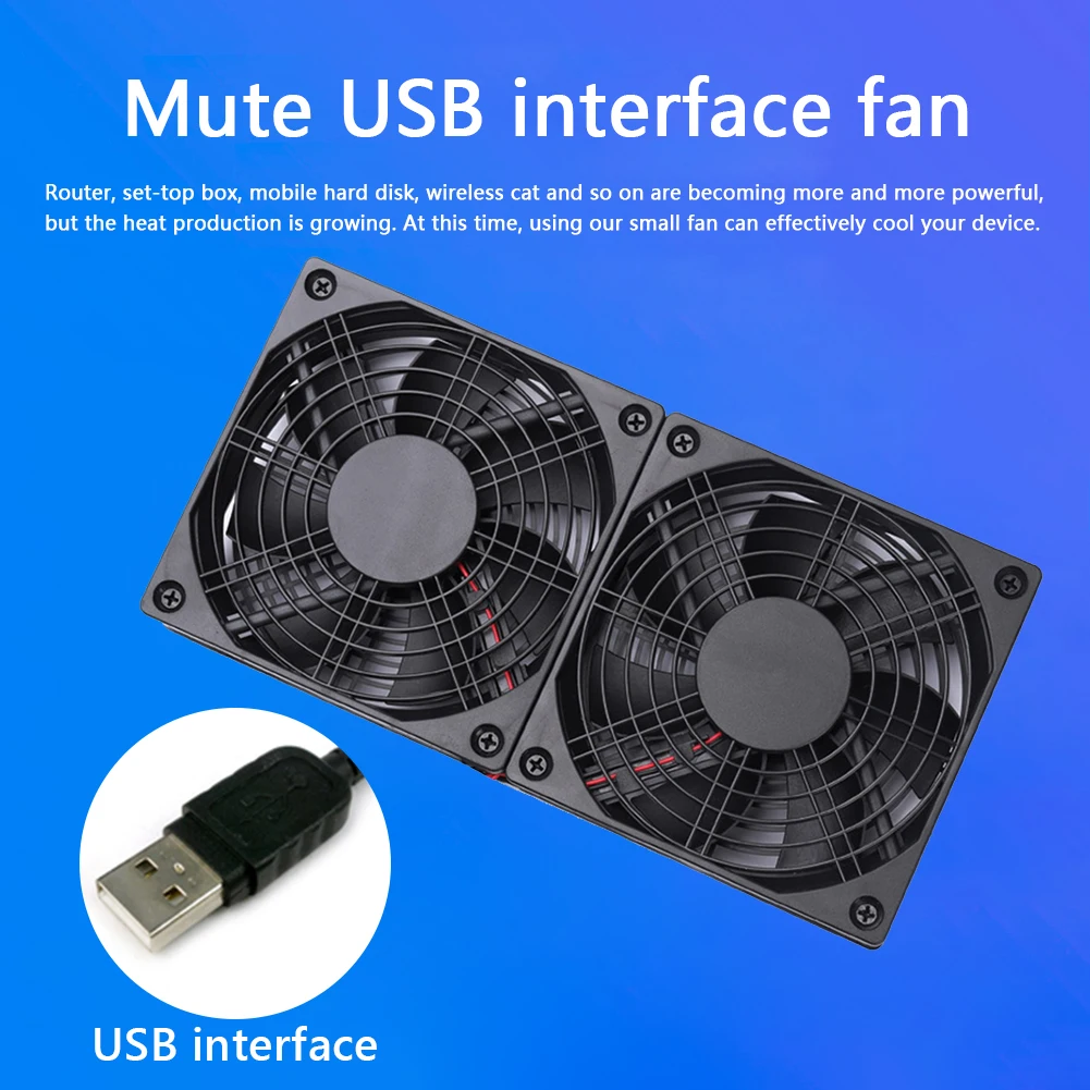5V USB 120mm Dual Cooling Fan  DIYComputer Case Chassis Wireless TV Box Fan Set-top Box Silent Mute Radiator Cooler Laptop Fan