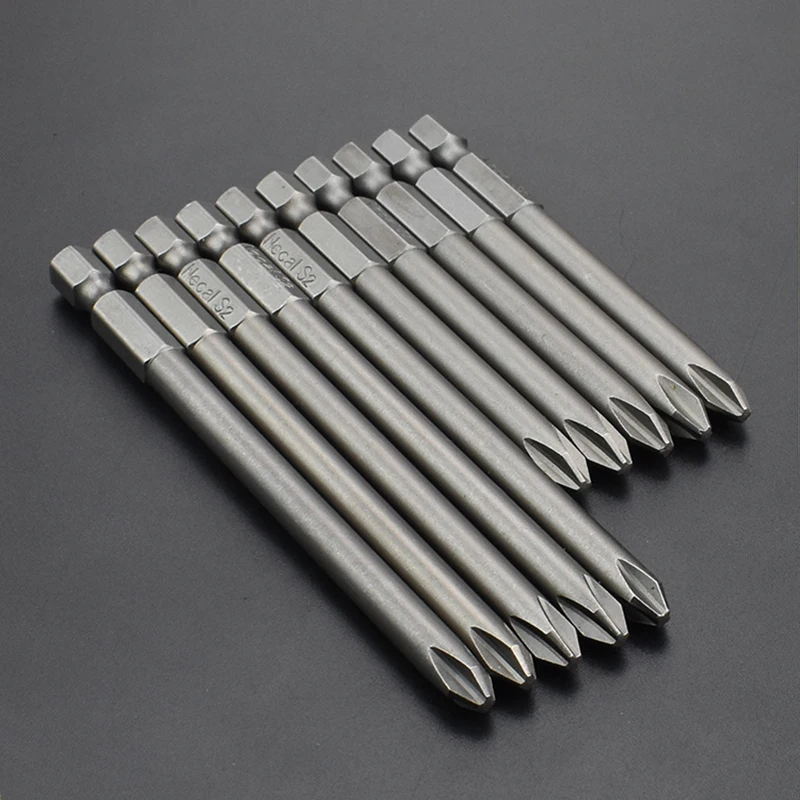 

10pcs S2 PH Electric Screwdriver Bit Set 1/4 Shank 75 100mm Long Single Head Magnetic Phillips PH0 PH1 PH2 Bits For Power Tool