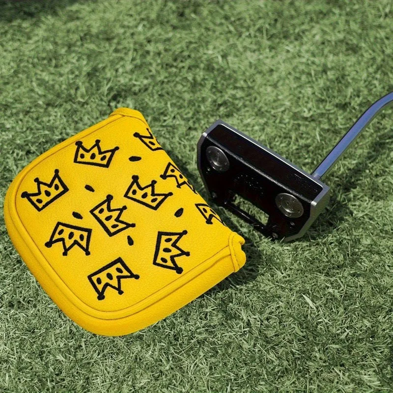 Yellow Golf Club Cover with Crown Design - PU Material, Magnetic Closure, Club Head Cover, Is the Preferred Gift for Golfers