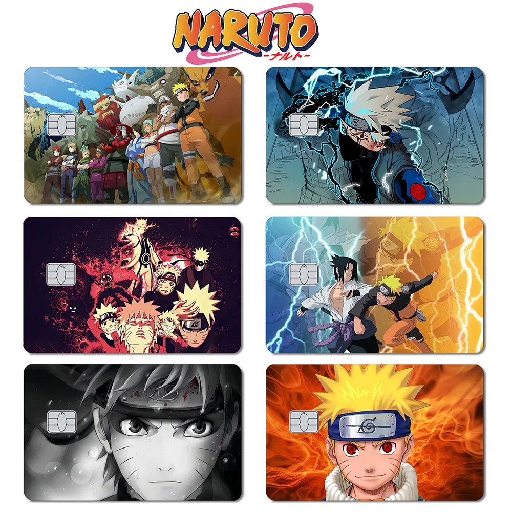 Naruto Sasuke Kakashi Debit Card Decals Cartoon PVC HD Film Stickers For Small Chip Credit Debit Cards Waterproof Decor Sticker