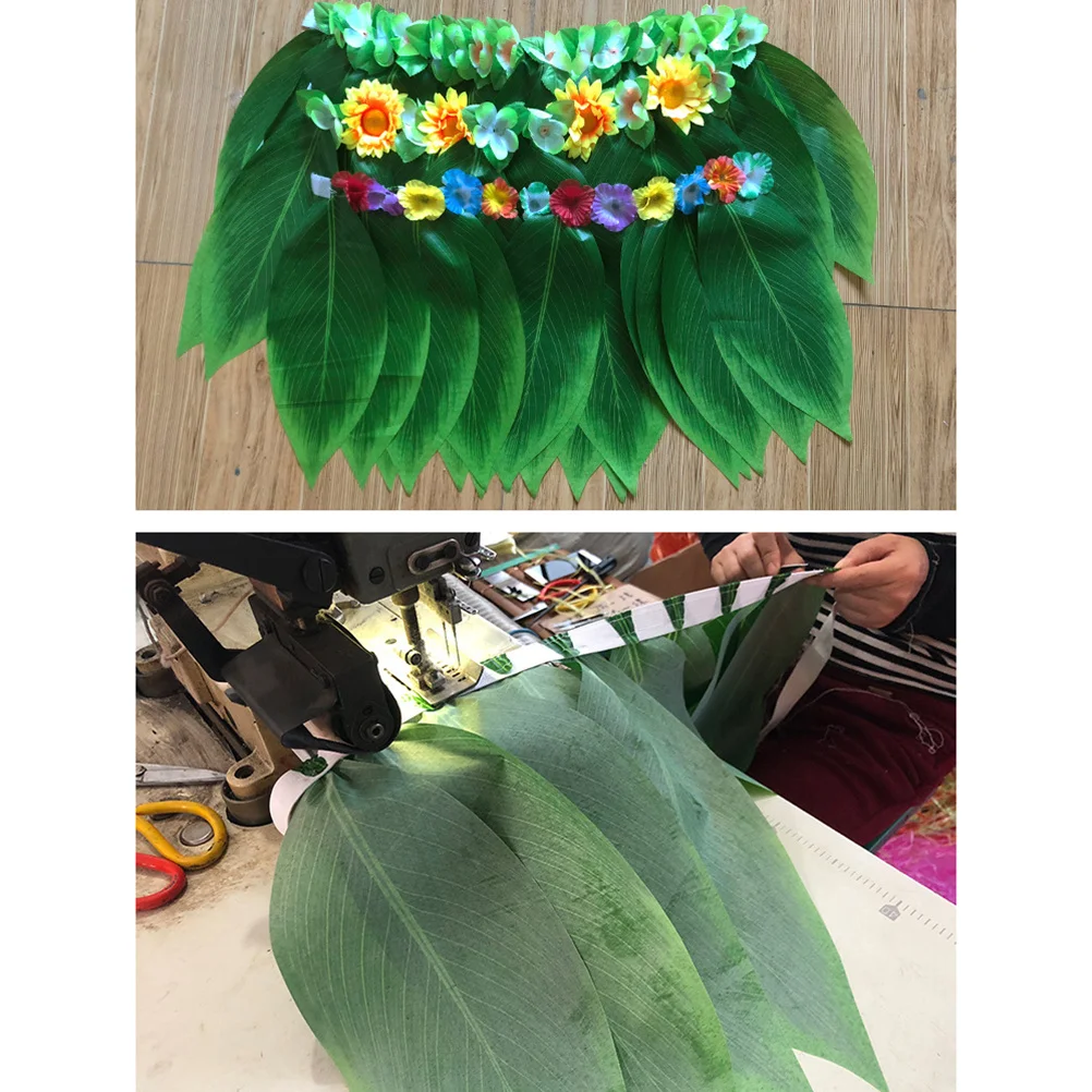 5 قطعة مجموعة تنورة ليو الورقة الخضراء 30 "الخصر 15" طول قابل للتعديل للبالغين Luau حفلة الشاطئ الاستوائية موضوع هالوين زي Ti