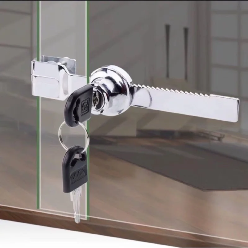 

Sliding Glass Door Lock Display Case Lock Ratchet Lock With Chrome Finish, Security, Keyed Alike Showcase Display