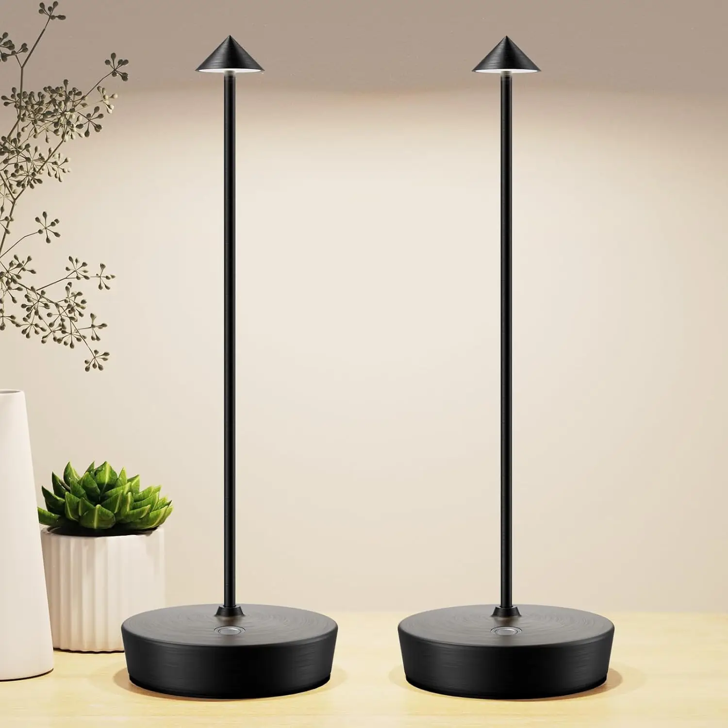 

Led Cordless Table Lamps Rechargeable, Outdoor 6000Mah Battery Operated Portable Table Light 3 Color Stepless Touch Dimmable