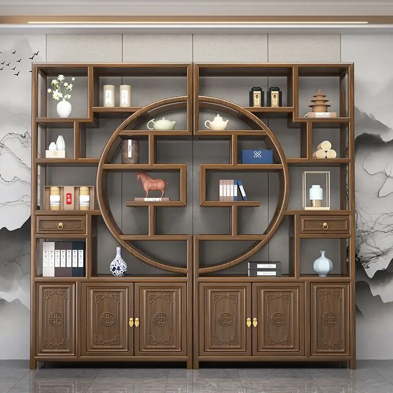 Elm partition ornament office tea room storage display cabinet bogu rack