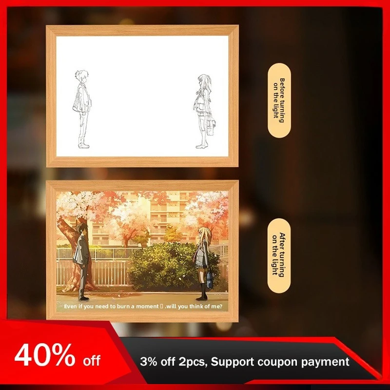 

23cm/9.06in Your Lie in April Night Light Painting Anime Peripherals Lamp Cartoon Table Top Party Supplies Crafts Ornaments Toys