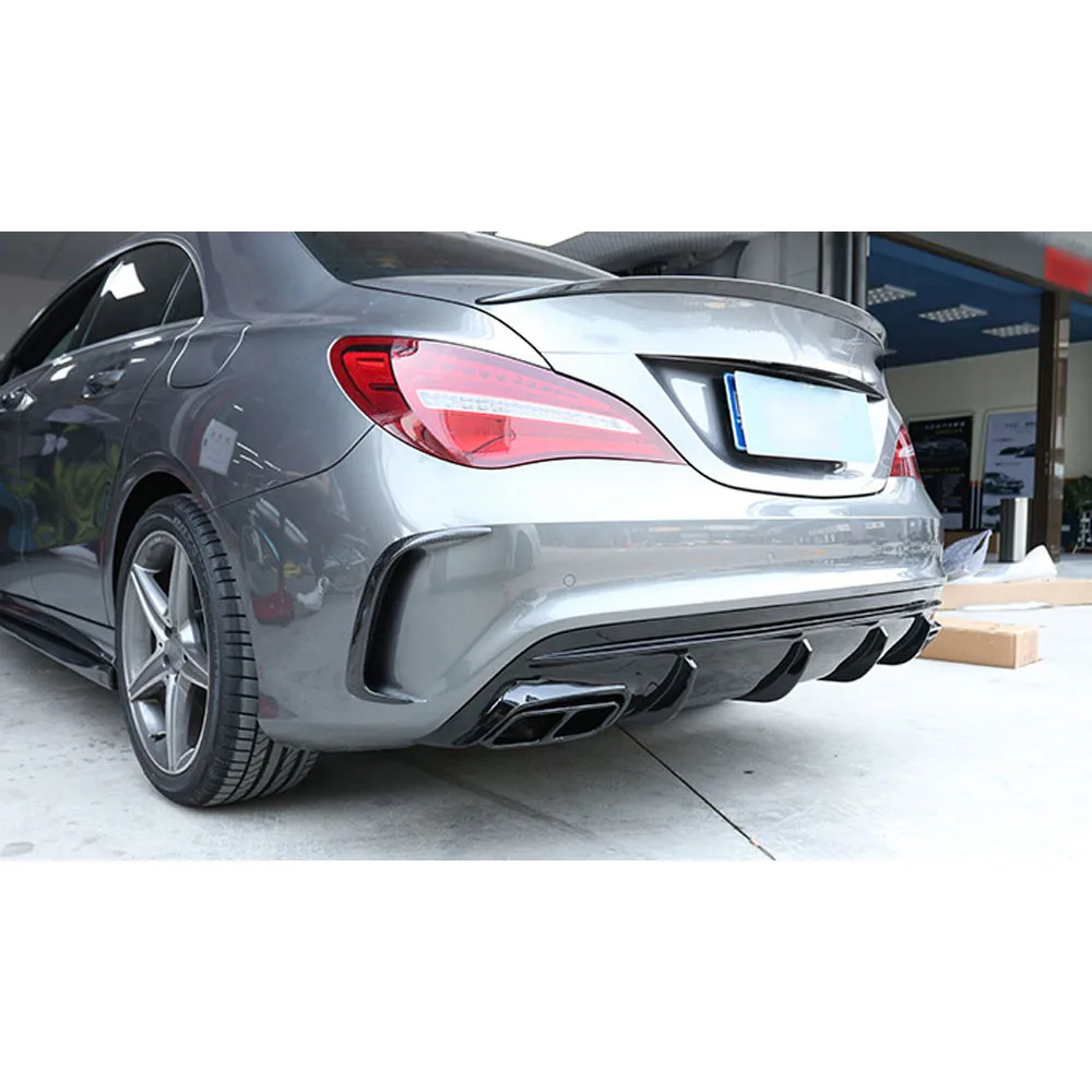 For CLA Class Carbon Fiber Rear Lip Diffuser Spoiler For Mercedes Benz W117 CLA 180 200 250 260 CLA45 For AMG Sport 2013 -2018 view 6