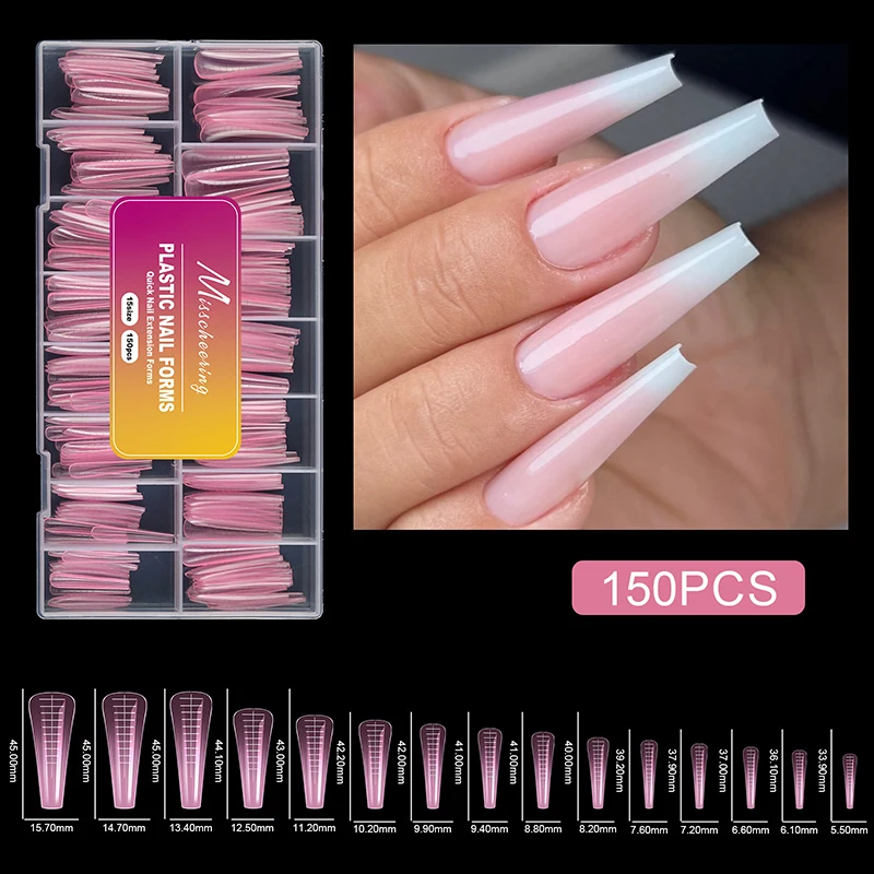 150 Uds INS mujeres niñas formas duales para Gel de uñas formas suaves de uñas moldes acrílico cubierta completa puntas de uñas postizas extensión de manicura