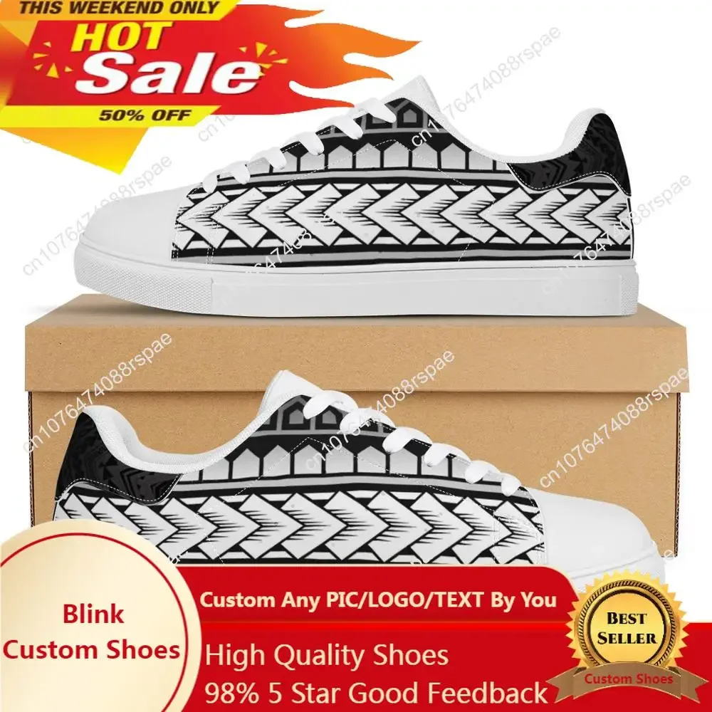 Polynesian Samoan Tribal Flat Sneaker para mulheres, Impressão elegante, Moda personalizada, Sapatos esportivos de caminhada, Tênis leves, Estilo étnico