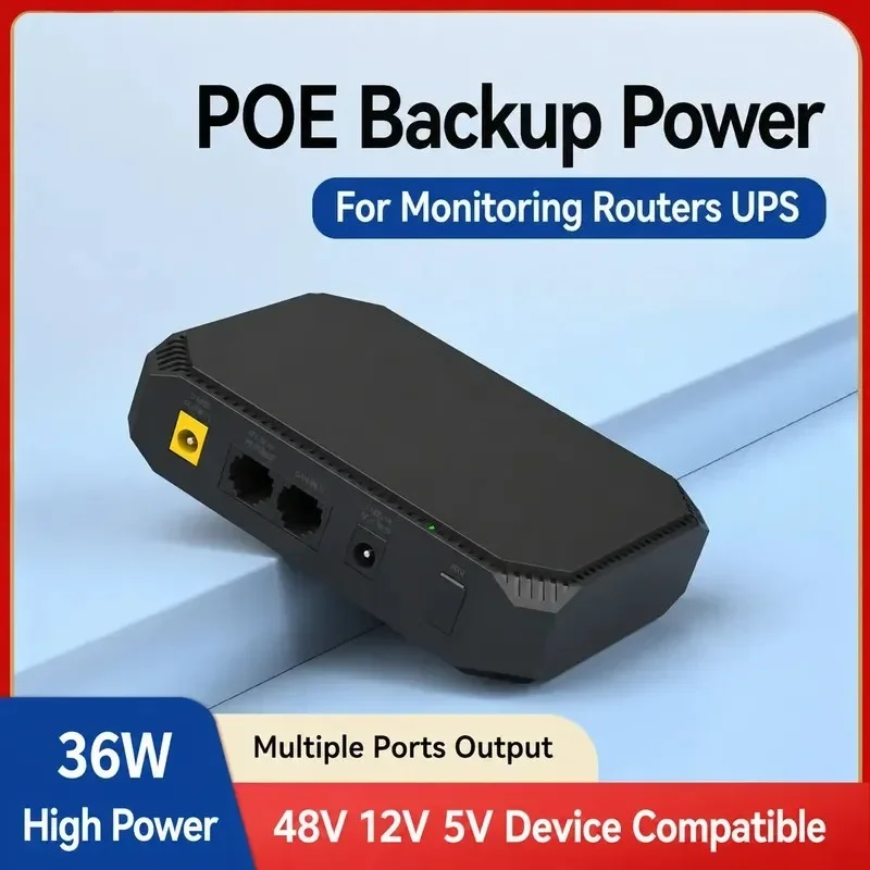 48V POE Backup Power Supply 12V 5V Lithium Battery Pack for Camera Router UPS Uninterruptible Power