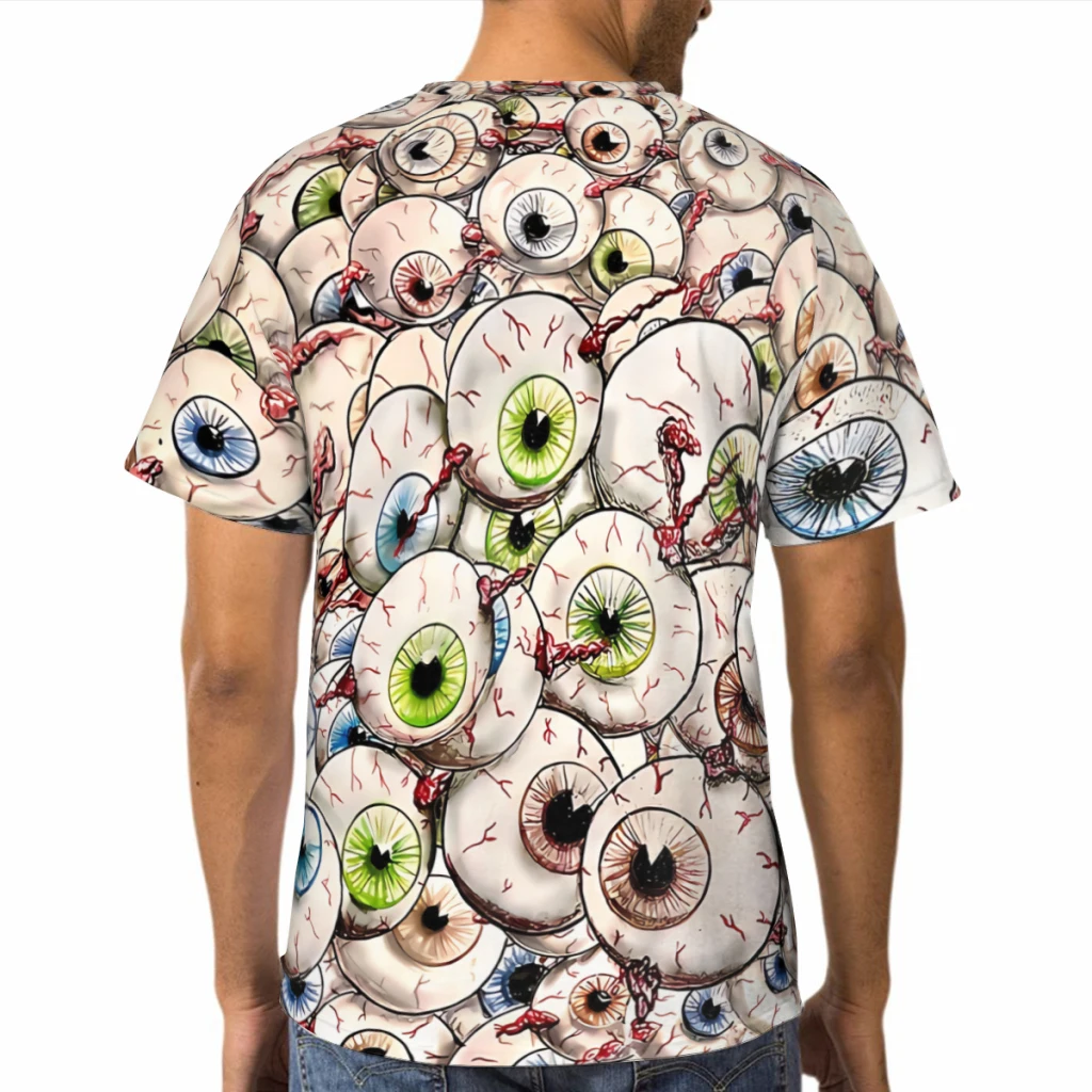 Towers off Balls Polyester 3D Print Eye Pattern Men's T Shirt Outdoor Sports Quick-drying Clothes Loose Street Tees