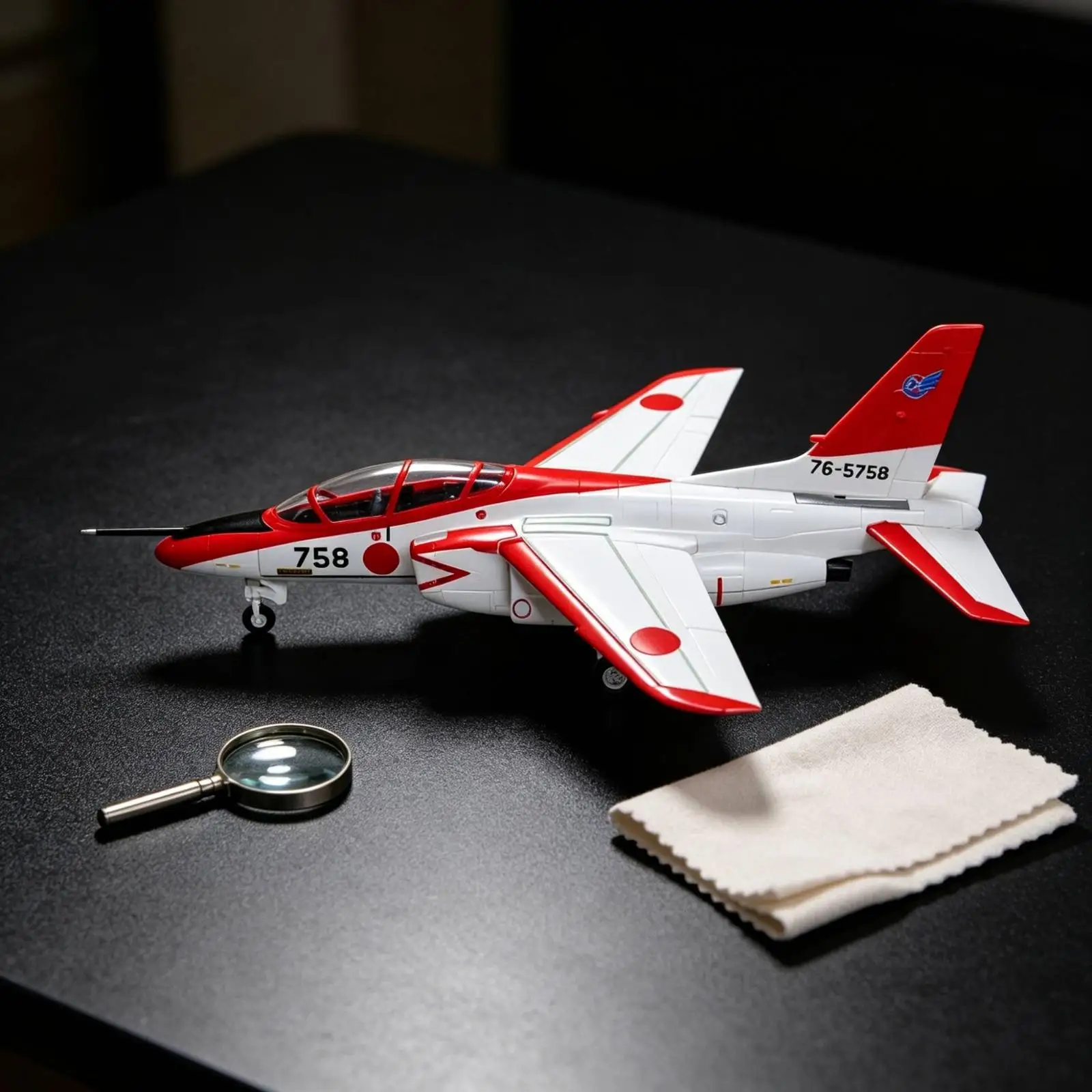Metal Scale Aircraft T-4 Red White Die-cast Airplane Model with Fixed Landing Gear for Office Shelf