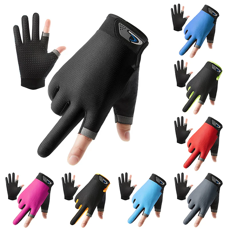 1 Pair Fishing Gloves 2 Cut Fingers Sport Cycling  Men Breathable Drive Gloves Anti-slip Antiskid Fishing Wear for Fitness