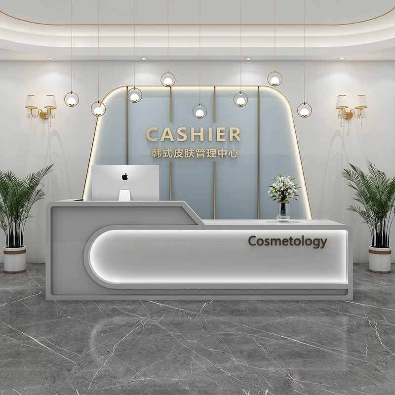 Modern Nordic Reception Desks Stylish Light Office Front Reception Desks Beauty Salon Mostrador Negocio Commercial Furniture