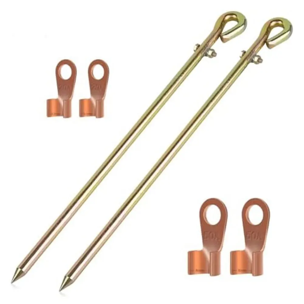 Ground Rod Kit with Copper Clad Finish and Flexible Wire for Generator For Solar Electric Fence and Antenna Grounding