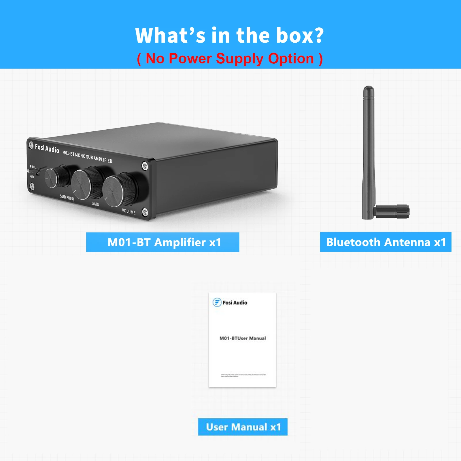 Fosi Audio 300W M01-BT Bluetooth Versterker Een Kanaal Mono Amp Voor Thuis Speakers