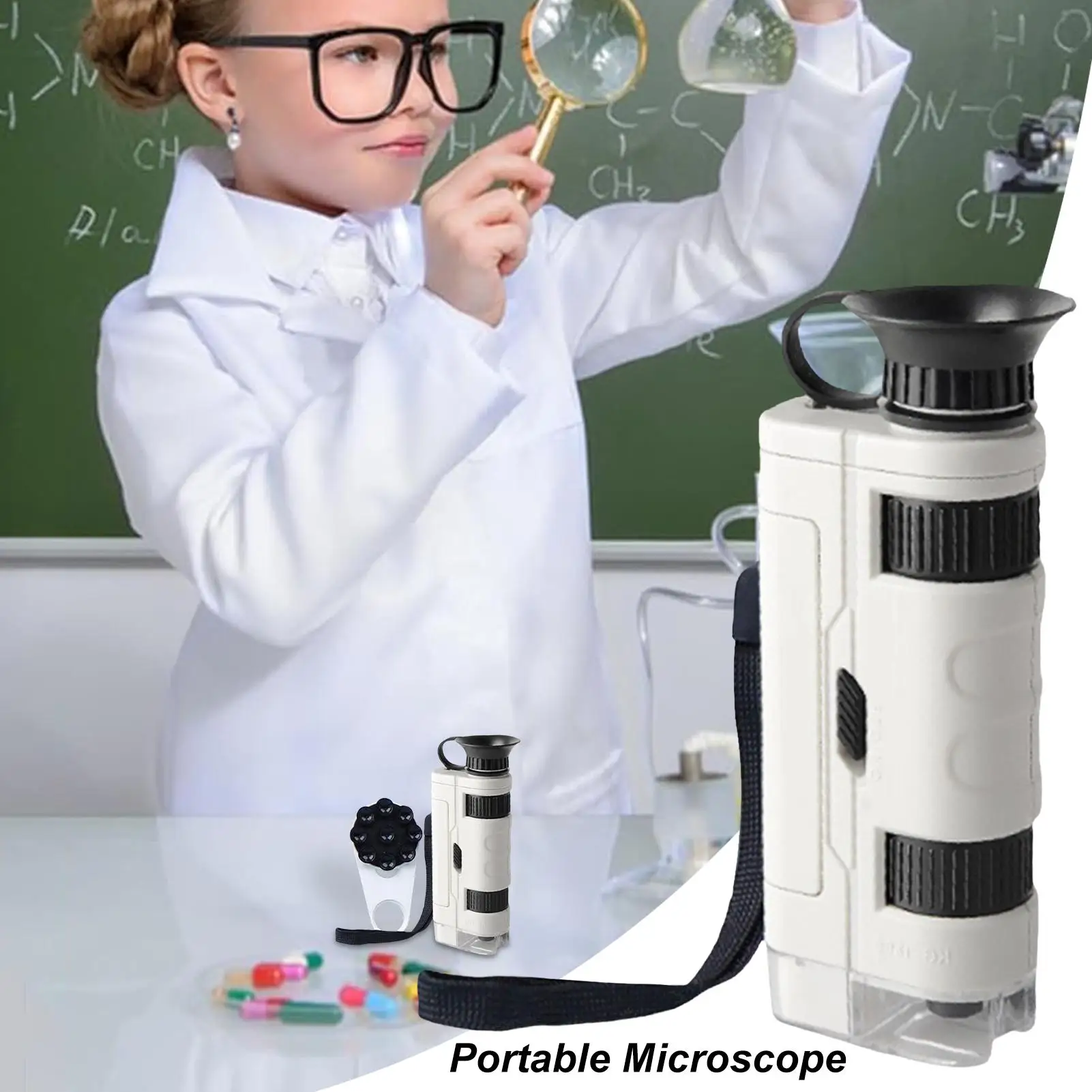Handmikroskop für Kinder, 100-fache Vergrößerung, Taschenmikroskop, pädagogisches Wissenschaftsspielzeug, wissenschaftliches Lernen, Outdoor-Erkundung