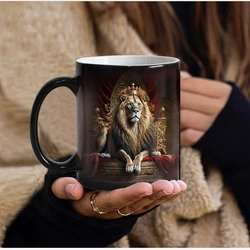 Dropshipping tazze da caffè animali creativi leone tigre cambia colore tazza da tè al latte tazza magica in ceramica sensibile al calore regali per papà