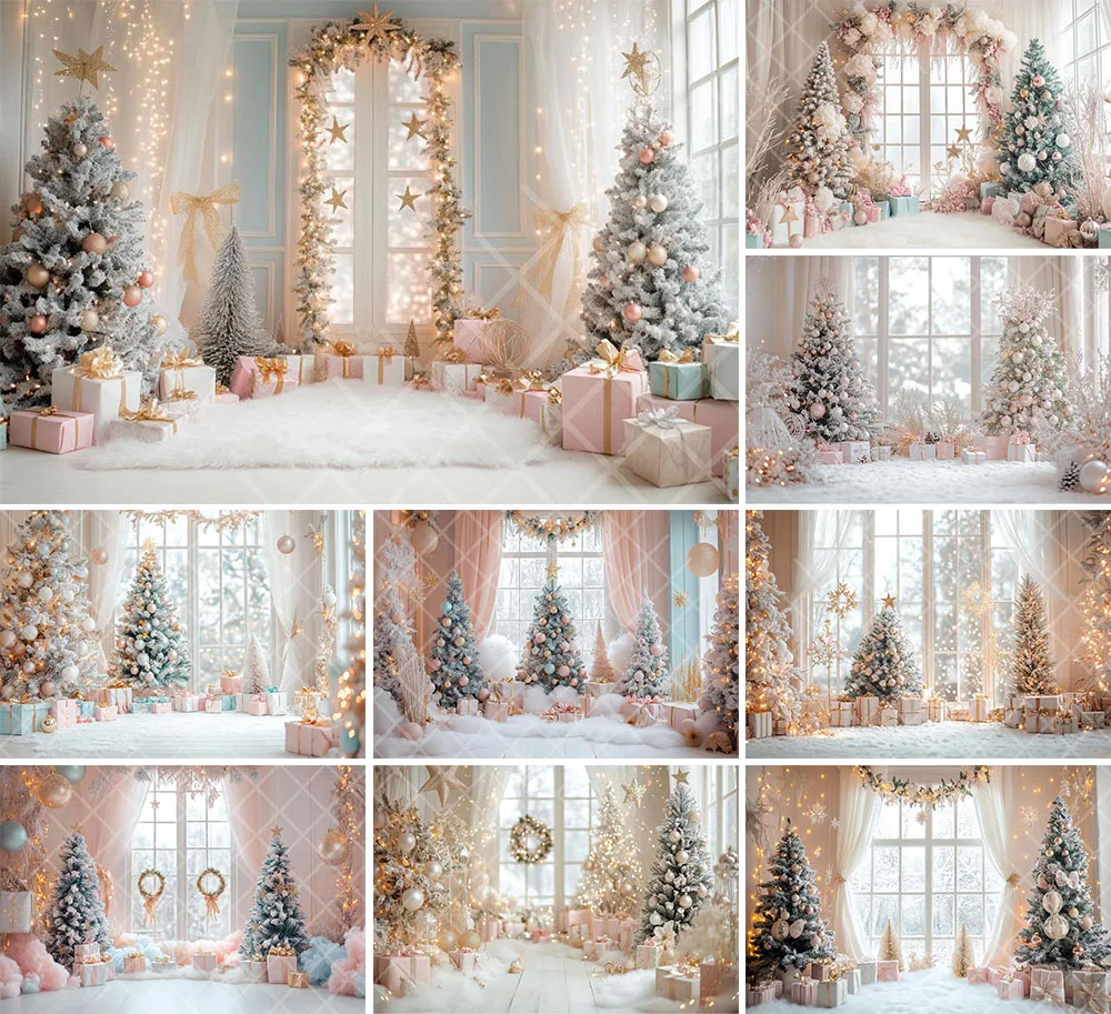 Mehofond Photography Background Magical Christmas Pink Gifts Winter Xmas Tree Kids Holiday Portrait Decor Backdrop Photo Studio