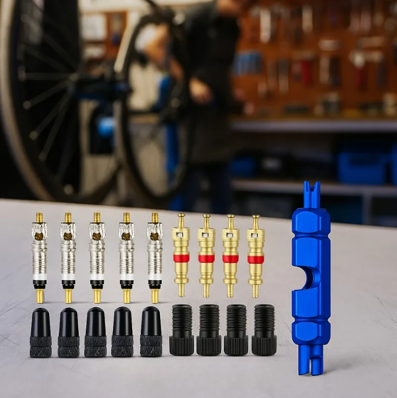 

18pcs Bicycle Repair Tool Kits Presta Valve Core Set Bike Schrader Valve Wrench Tubeless Tire Remover MTB Repair Tools