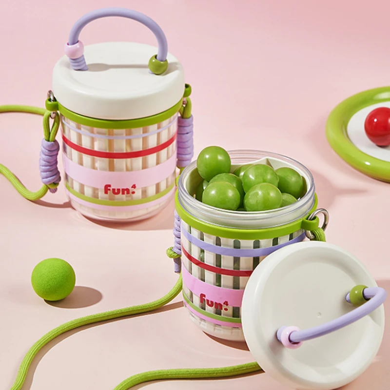 

Double Layer Salad Cup Breakfast Cup With Fork Lanyard Multifunctional Drainage Fruit Box Portable Leakproof Food Container