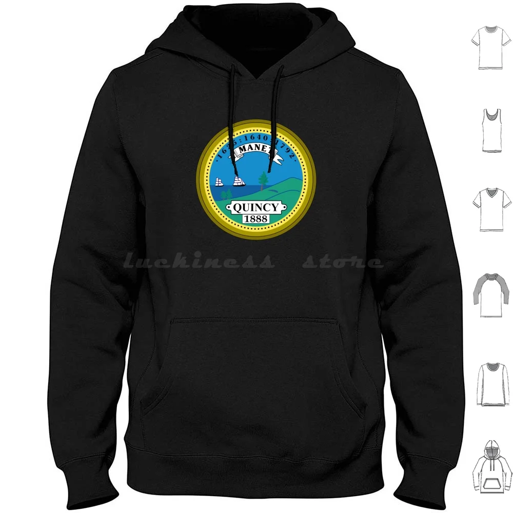 Seal Of Quincy , Massachusetts Hoodies Long Sleeve City Of Presidents Us United States American Washington North