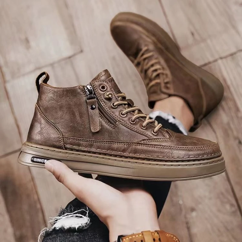 ​Men's Warm Fleece Lined High Top Winter Boots 2025 New Style Trendy Snow Boots for Men Fashionable Footwear with Thick Padding​