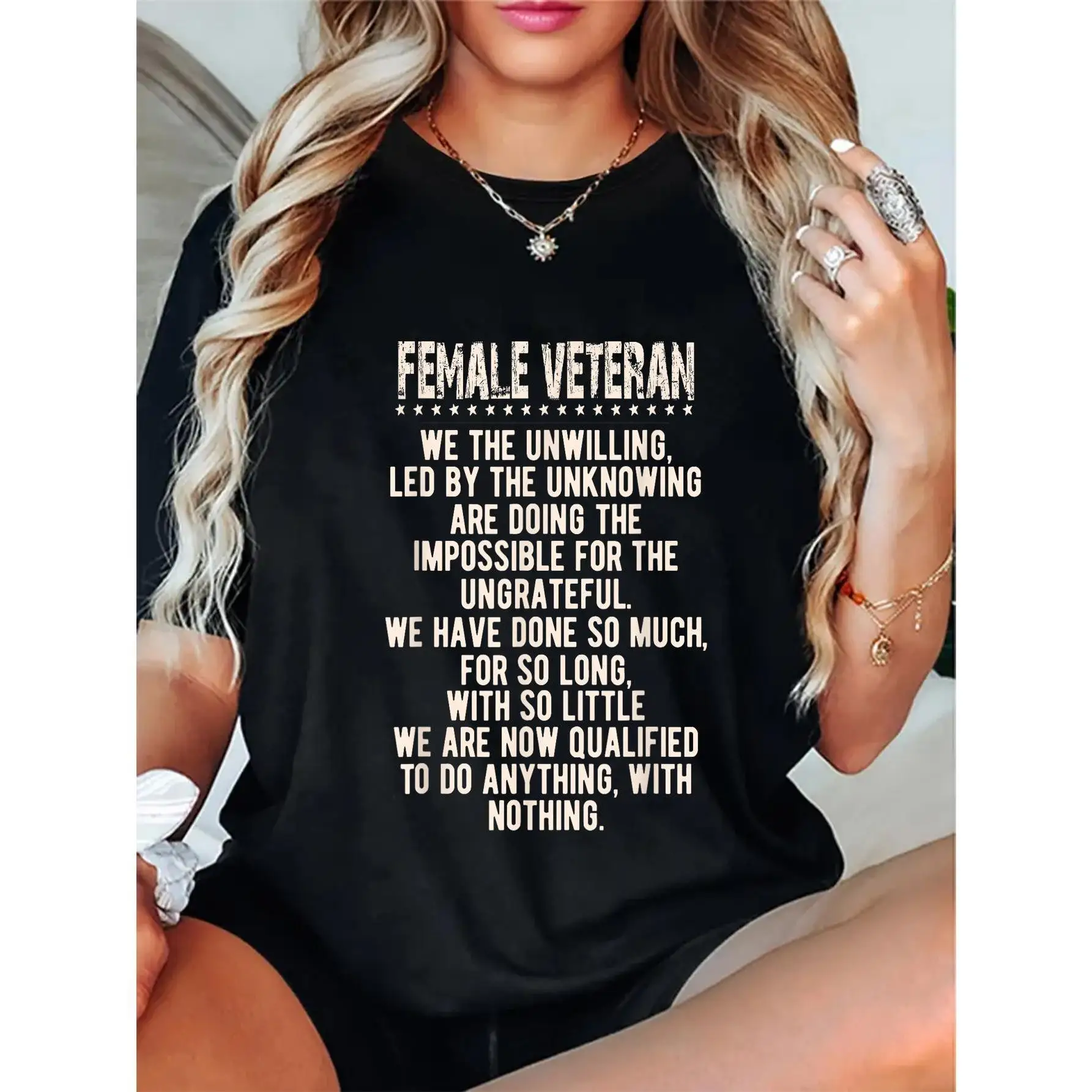 

Female Veteran Woman Combat Patriotic T-Shirt
