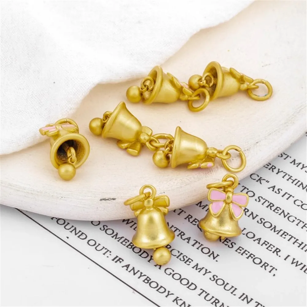 18K Gold Plated Christmas Bell Pendant, Fringed Bracelet, Necklace, DIY Shape, Handmade Jewelry