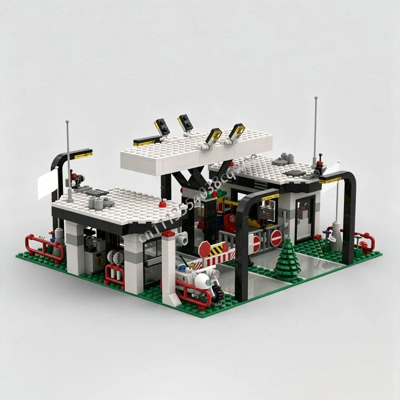 469 Parts Security Division Toll Station MOC Model Custom Puzzle DIY Assembly Creative Building Blocks Toy Display Special Gifts