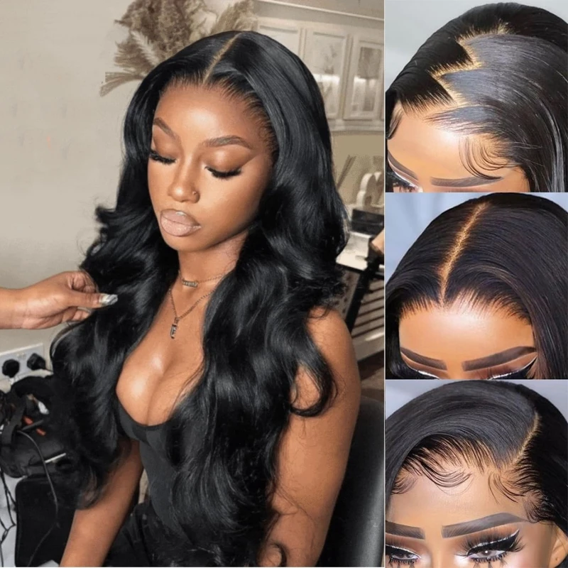 

HAIRTIME Body Wave Lace Front Wigs Human Hair Pre Plucked 4x4 HD Lace Frontal Wigs Human Hair for Black Women 200% Density