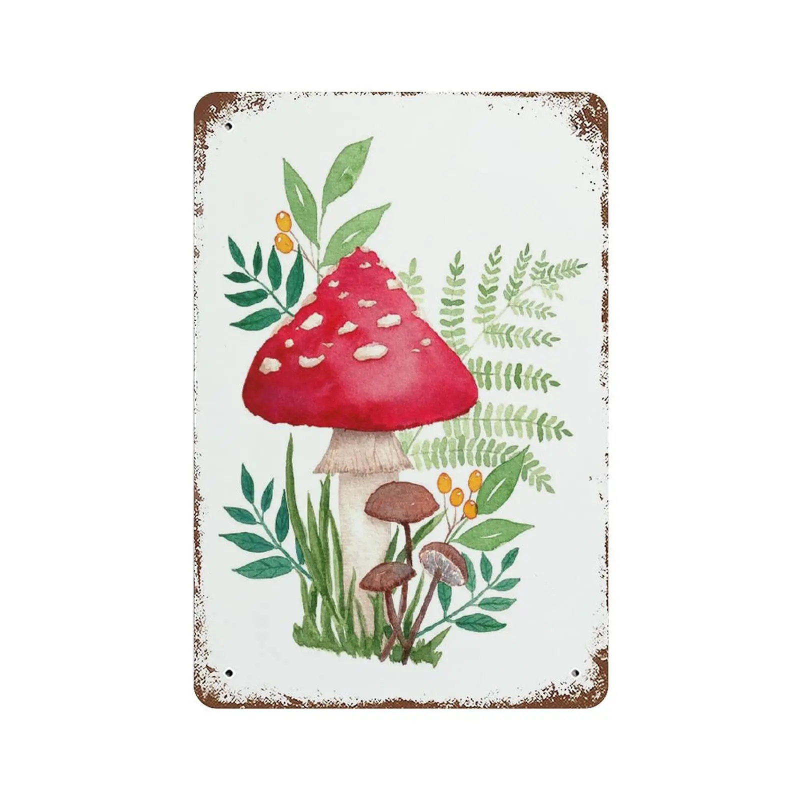 Dreacoss Metal tin Sign，Retro Style， Novelty Poster，Iron Painting，Fairy Toadstool, Woodland Scene, Wall Art Print, Home Decor, N