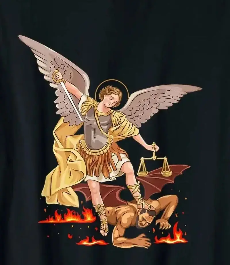 St Michael The Archangel Defend Us In Battle Men T-Shirt Short Sleeve Casual Cotton O-Neck Summer TShirt