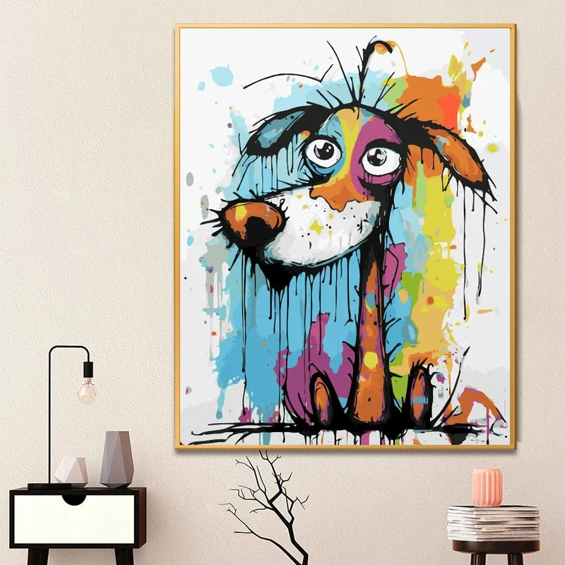 

607029 Painting by Numbers For Adult abstract art side view dog Dropshipping Canvas Oil Paint by Number Home Decor