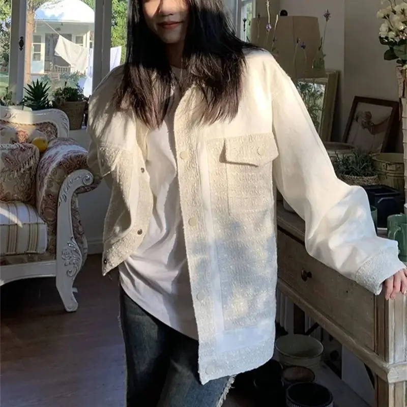 Kleine geur patchwork jas dames nieuwe losse China-chique cool niche-ontwerp kleur bijpassende revers jas top in de herfst van 2025