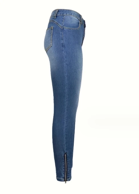 Calça apertada feminina de cintura alta, design de bolso, calça dupla com zíper lateral, roupa casual, nova moda, outono, Y2K, 2023