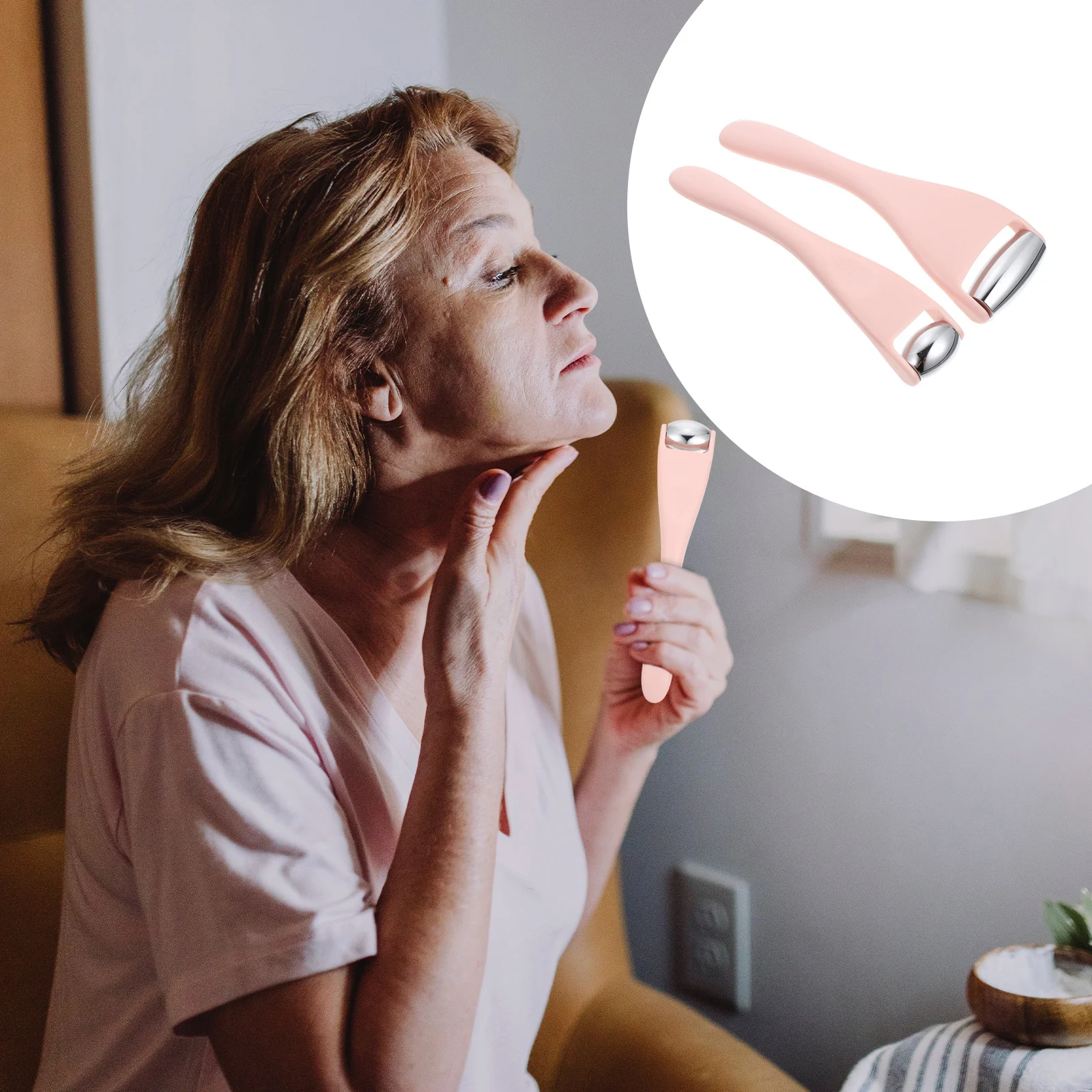 2 stks Schoonheid Voor Gezicht Gezichtsmassage Tool Anti-Aging Rimpel Donkere Cirkel Relief Oogzorg Massager Draagbare Roestvrij