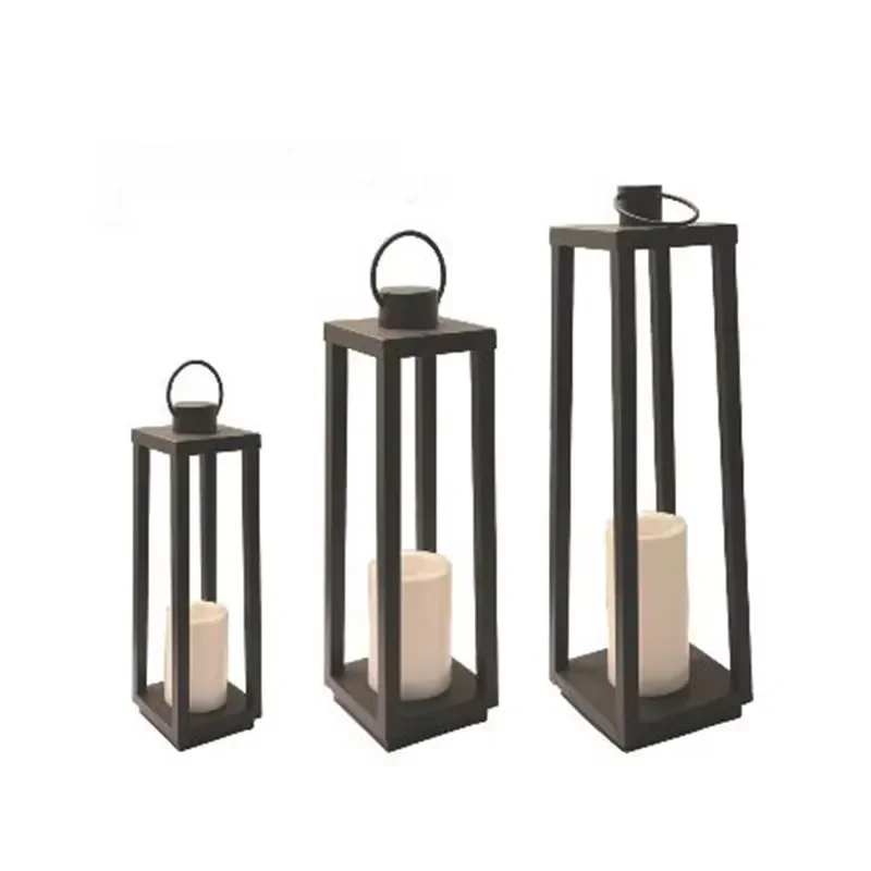 Windproof Large Black Solar Metal Candle Light Classical Garden Home Decoration Lantern