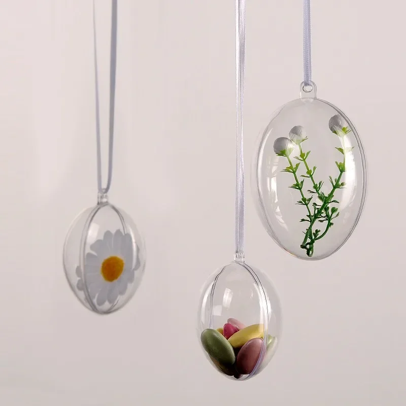 Transparent Plastic Balls Designed Like Easter Eggs,for Filling Decor,Hollow Oval Ornaments for Flowers Enhancing Home Decor