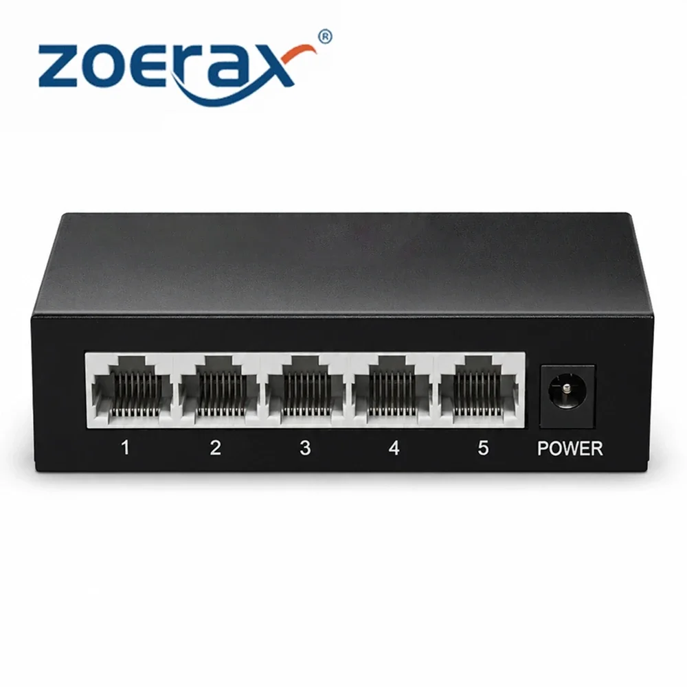 ZoeRax 5-Port Gigabit Unmanaged Ethernet Switch 1000Mbps RJ45 Plug-and-Play-Netzwerk-Hub für Home Office IP-Kamera