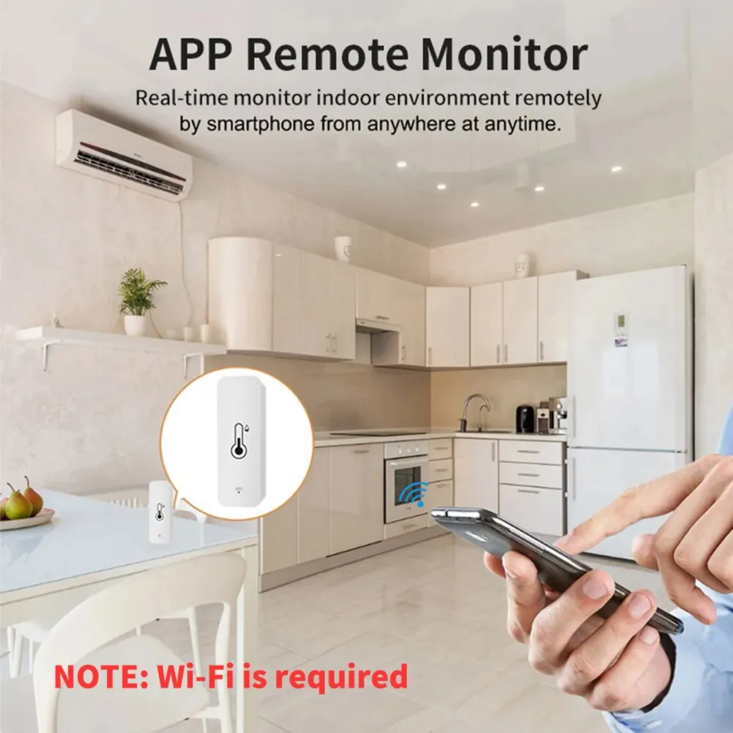WiFi Temperature Humidity Sensor SmartLife Remote Monitor  Smart  Workwith Alexa  Assistant