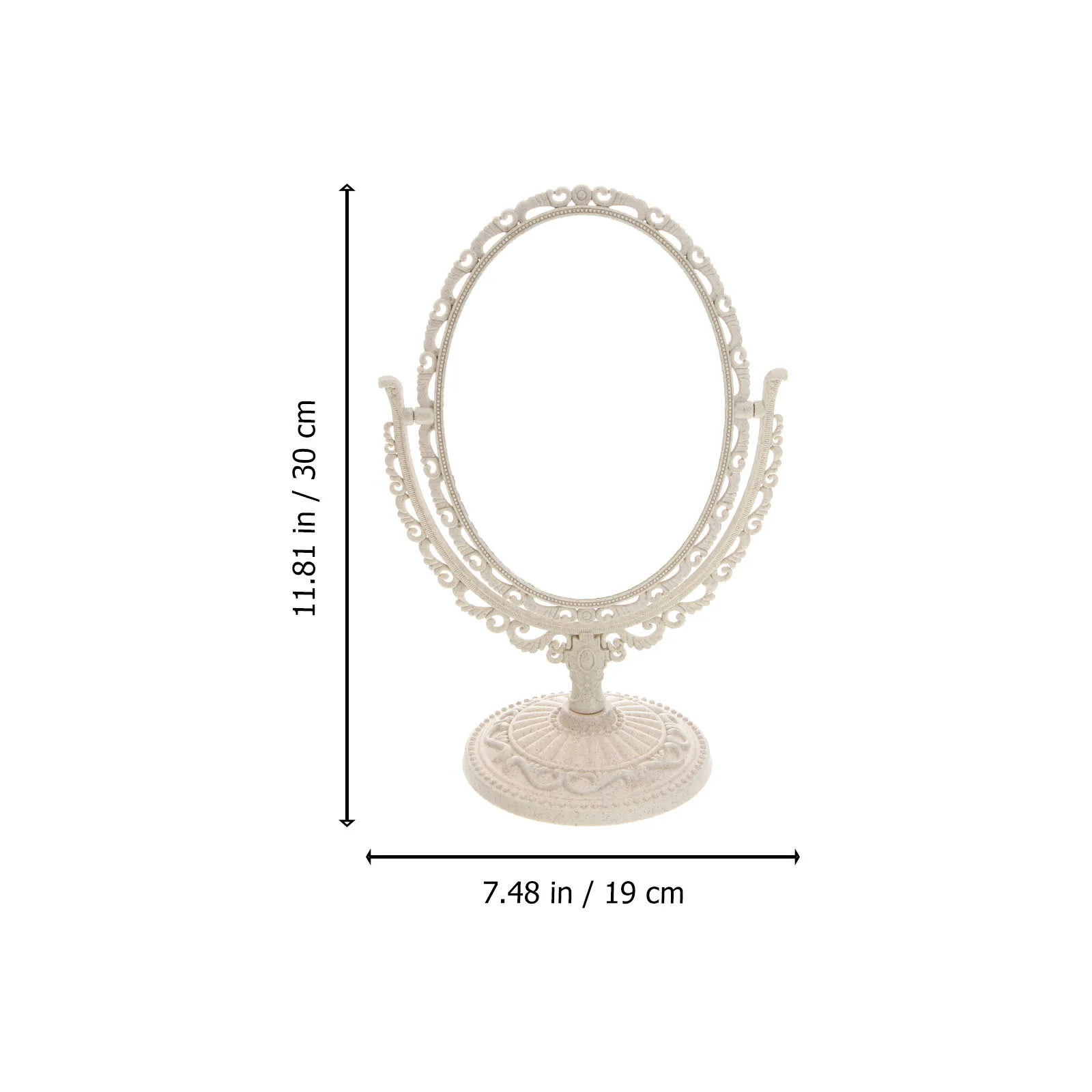 Dwustronne lusterko do makijażu na stół, beżowe, obrót o 360 stopni, lusterko powiększające 2x, odłączana podstawa, antypoślizgowe, stabilne.