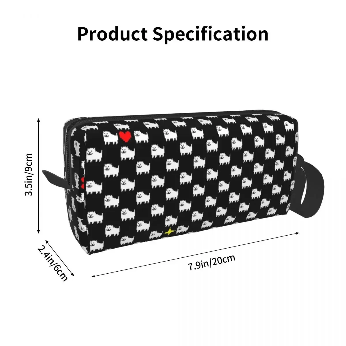 Undertale Dog Heart Makeup Bag Cosmetic Organizer Storage Dopp Kit Toiletry Cosmetic Bag for Women Beauty Travel Pencil Case