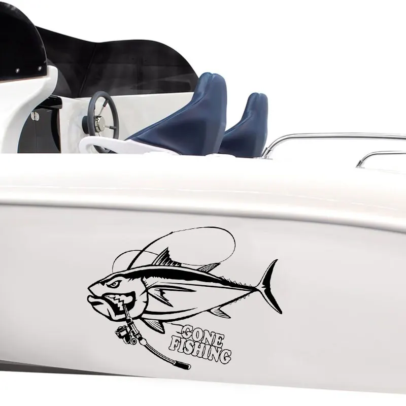 

Gone Fishing Store Tuna Fishing Rod Spinning Man Cave Decor Stickers Fishing Boat Decals Fisherman Gift Removable Wallpaper AC23