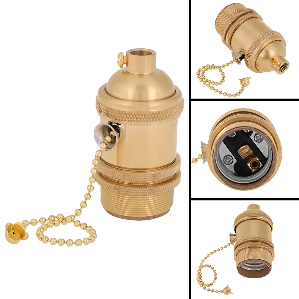 Full  aluminium Vintage Lampholder E26 E27 Lamp Base Antique Wall Pendant Ceiling Light Lamp Socket Lighting Screw with Switch