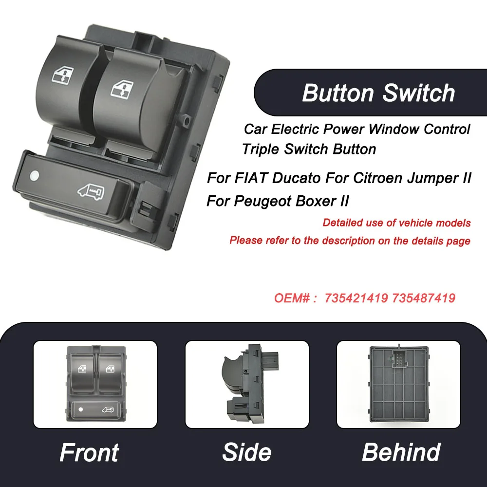 

Для FIAT Ducato Для Citroen Jumper II ДЛЯ Peugeot Boxer II 735421419 735487419 Кнопка тройного переключателя электрического окна