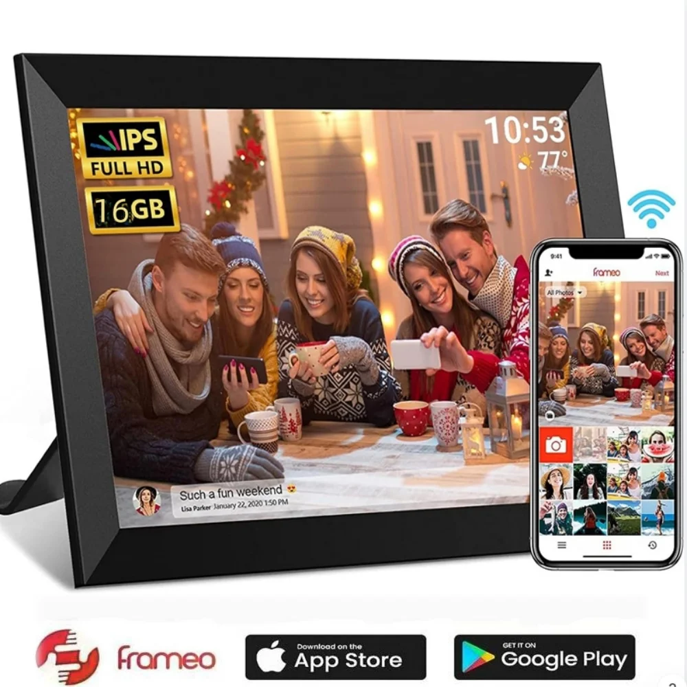 

10.1 Inch Frameo Digital Picture Frame 16GB Smart WiFi digital photo frame with 1280x800 IPS HD Touch Screen